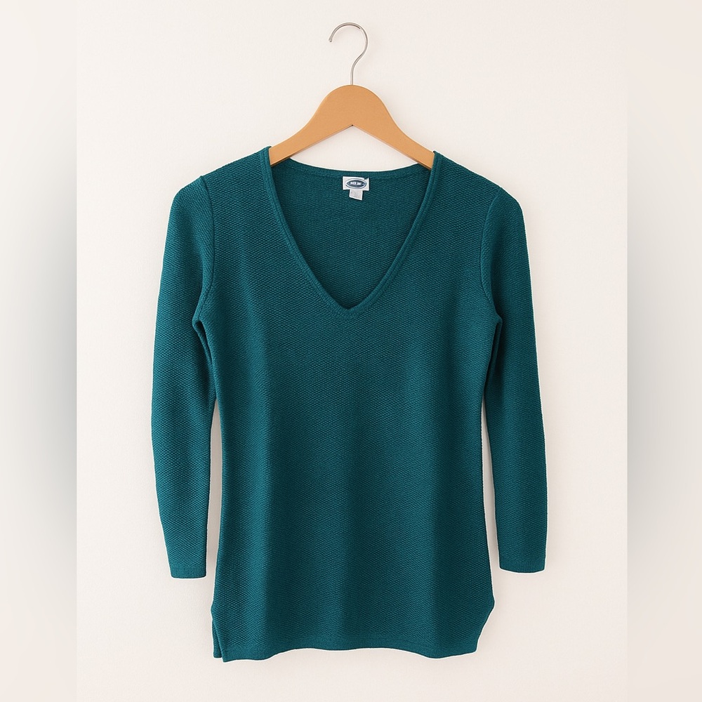 Old Navy Teal V-Neck Sweater